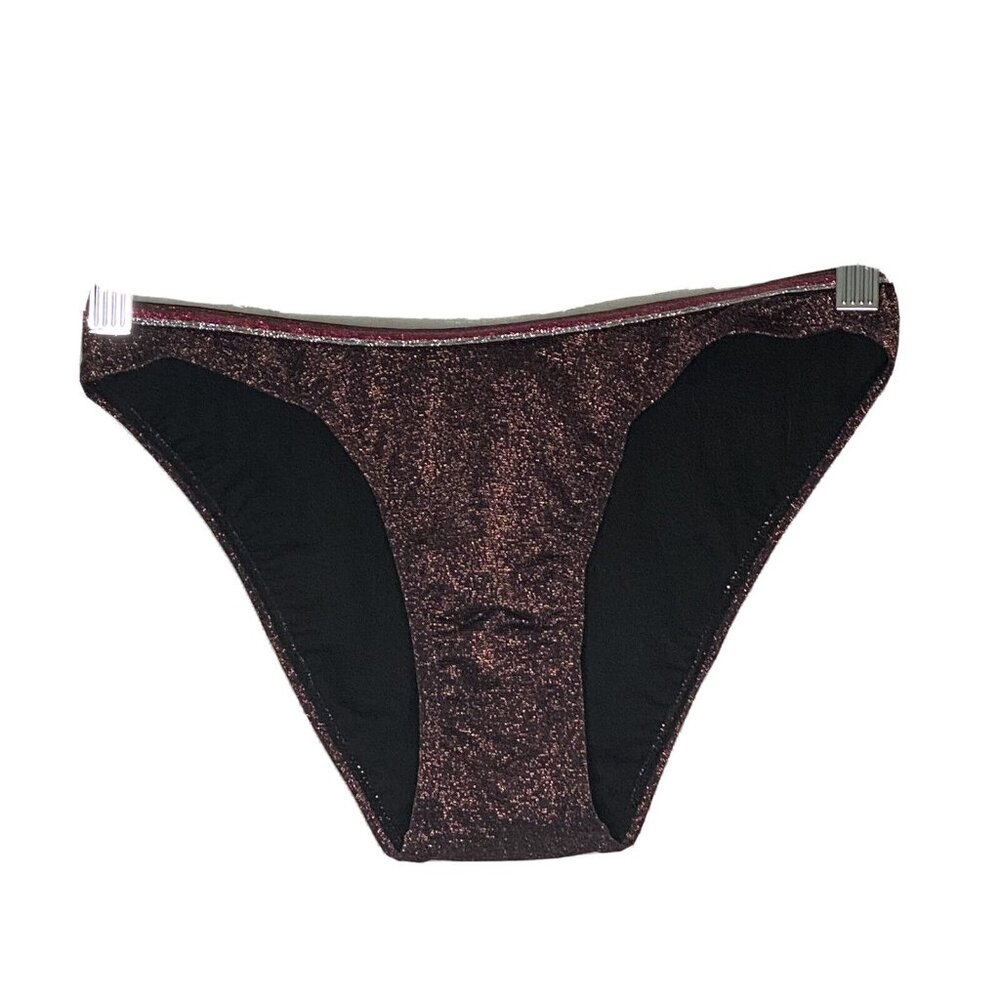 Xhilaration Juniors Metallic Shine High Leg Scoop Waist Bikini Bottom S 0-2